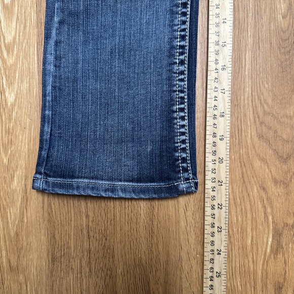 Grace In LA Women's 27 Low Rise Capri Jeans - Rhinestone Embellished Medium Wash - Picture 12 of 15